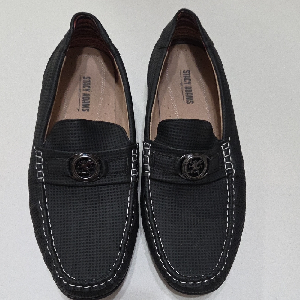 Stacy Adams Textured Black Slip-On Loafers